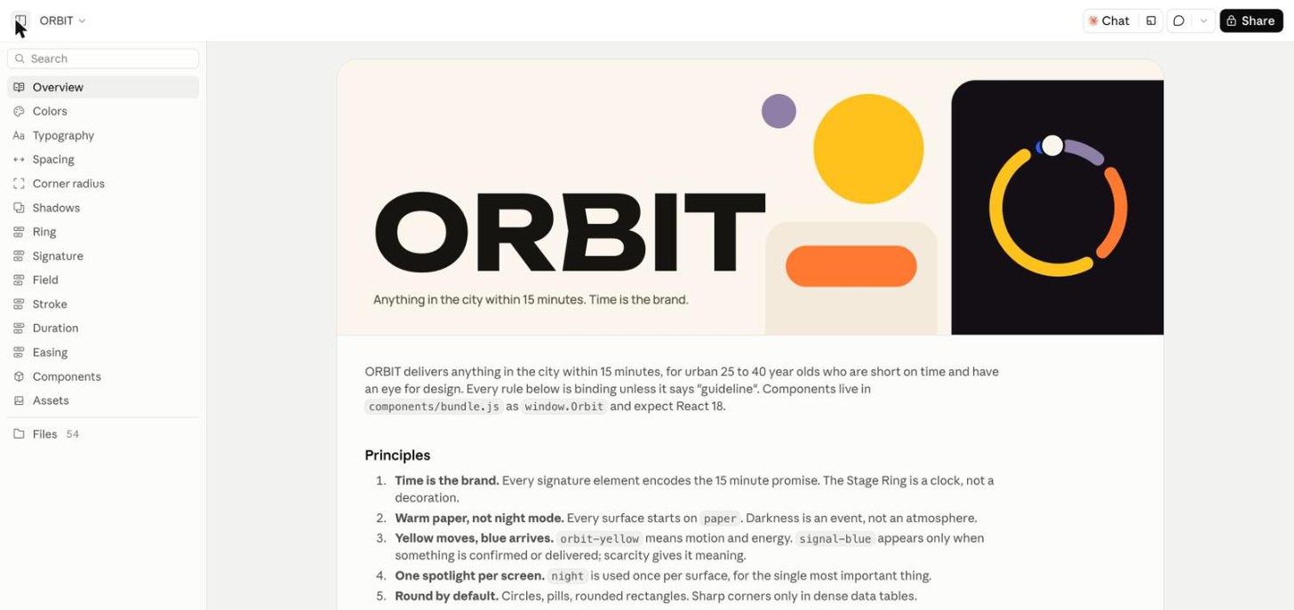the ORBIT design system inside Claude